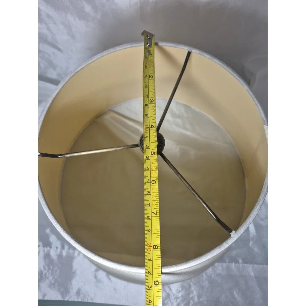 Vintage Restoration Hardware Ivory Silk Drum Roll With Slant Shade 8 1/2